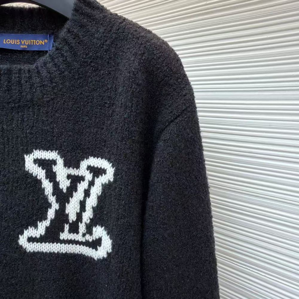 香港高仿衣服 Louis Vuitton 綿羊毛混紡圓領衫 男款 黑色