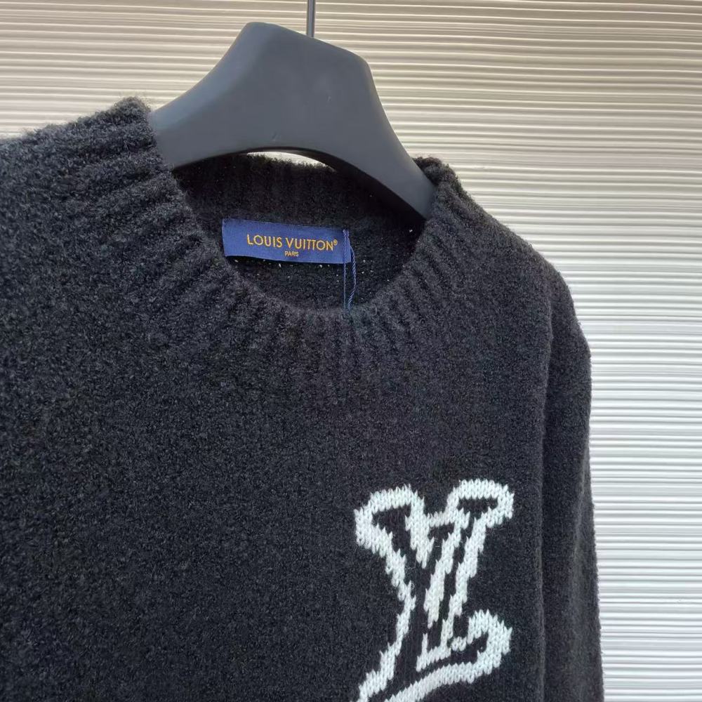 香港高仿衣服 Louis Vuitton 綿羊毛混紡圓領衫 男款 黑色