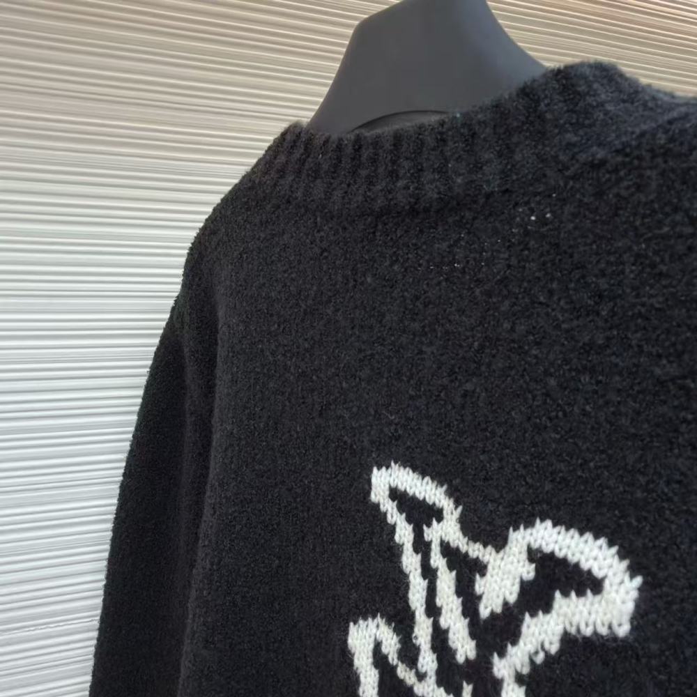 香港高仿衣服 Louis Vuitton 綿羊毛混紡圓領衫 男款 黑色