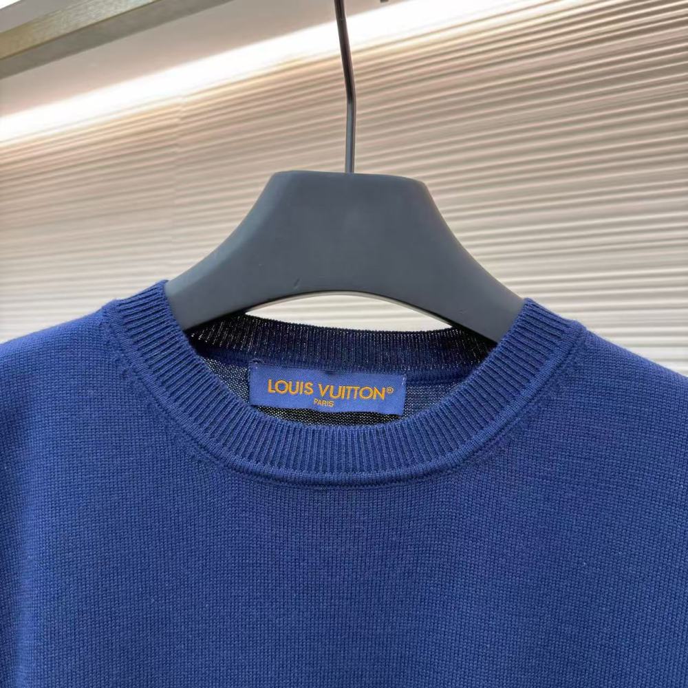 香港高仿衣服 Louis Vuitton 山羊絨套頭毛衣 藍色 男女同款