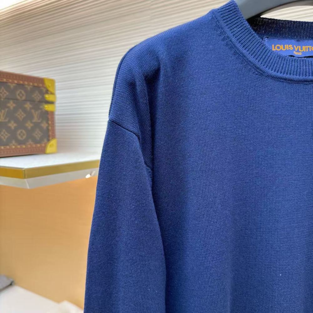 香港高仿衣服 Louis Vuitton 山羊絨套頭毛衣 藍色 男女同款