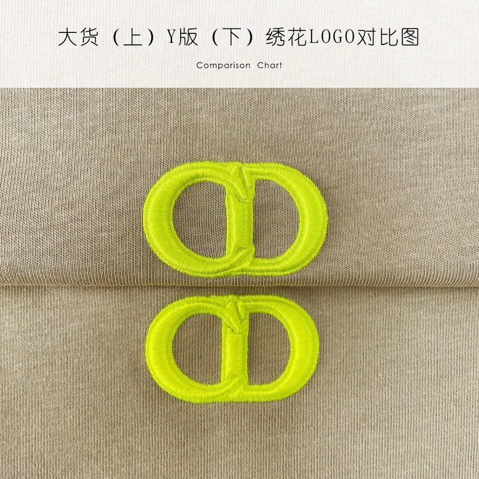  Dior CD Icon T 恤刺繡真假對比圖