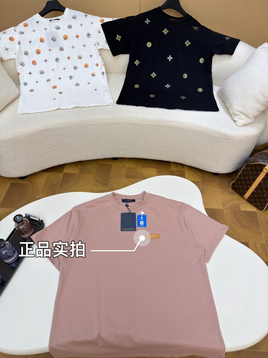 LV茶粉皮標T恤正品實拍