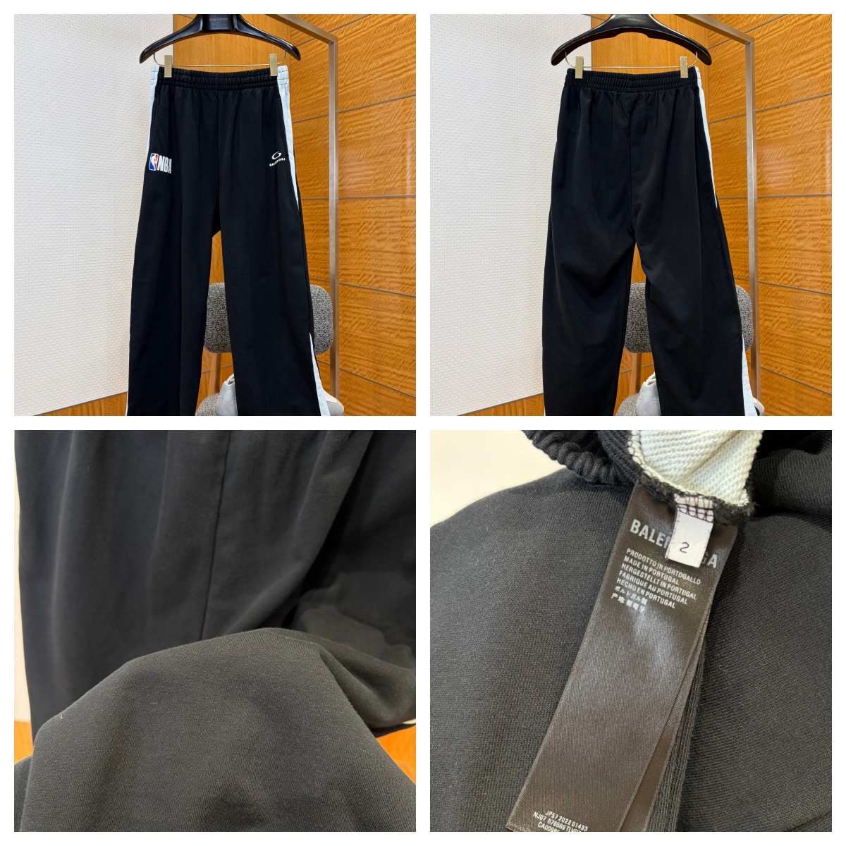 BALENCIAGA巴黎世家NBA聯名側條衛褲細節特寫
