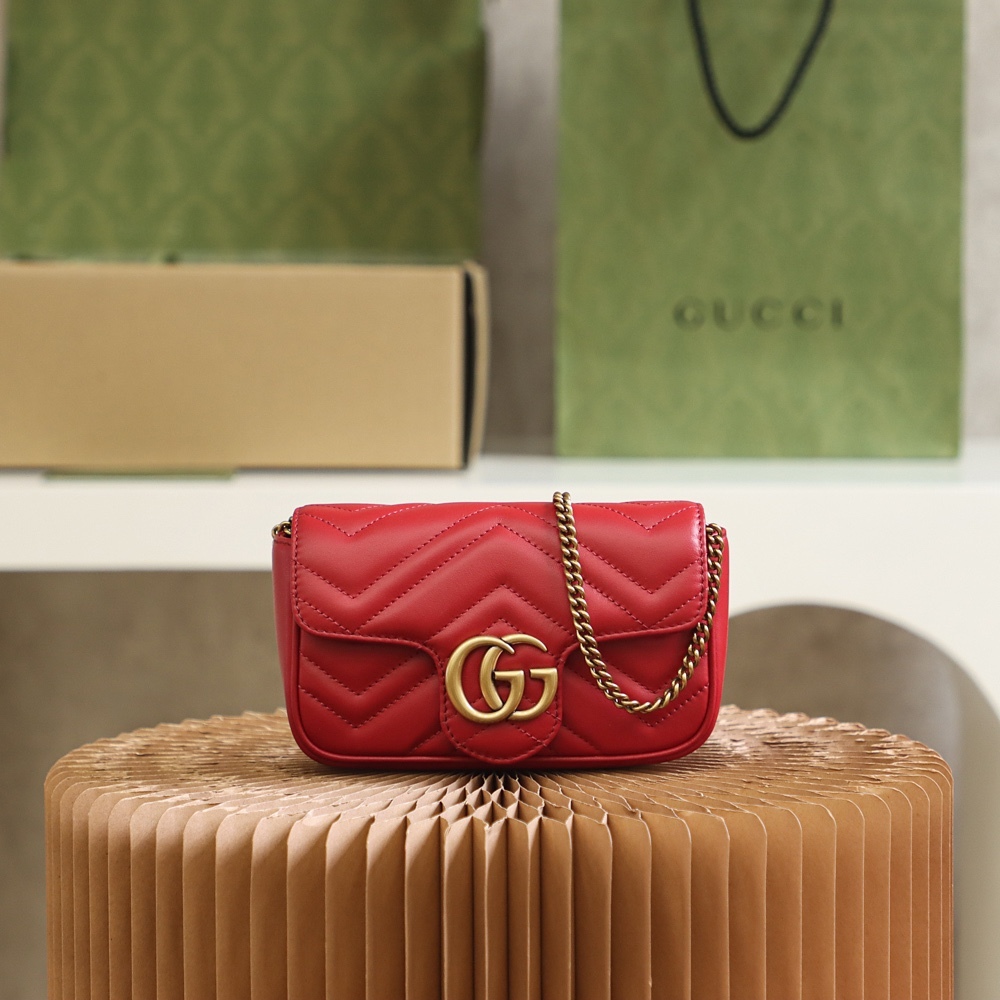 Gucci GG  Marmont 鏈條包 紅色 主視圖