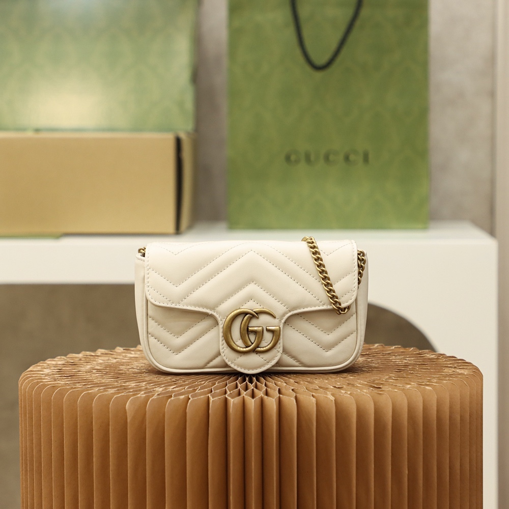 Gucci GG  Marmont 鏈條包 白色 主視圖