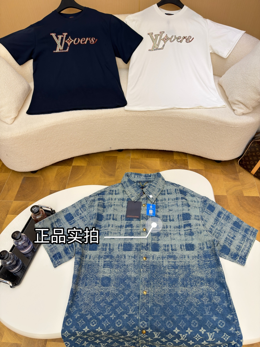 LV 牛仔短袖襯衫正品實拍圖
