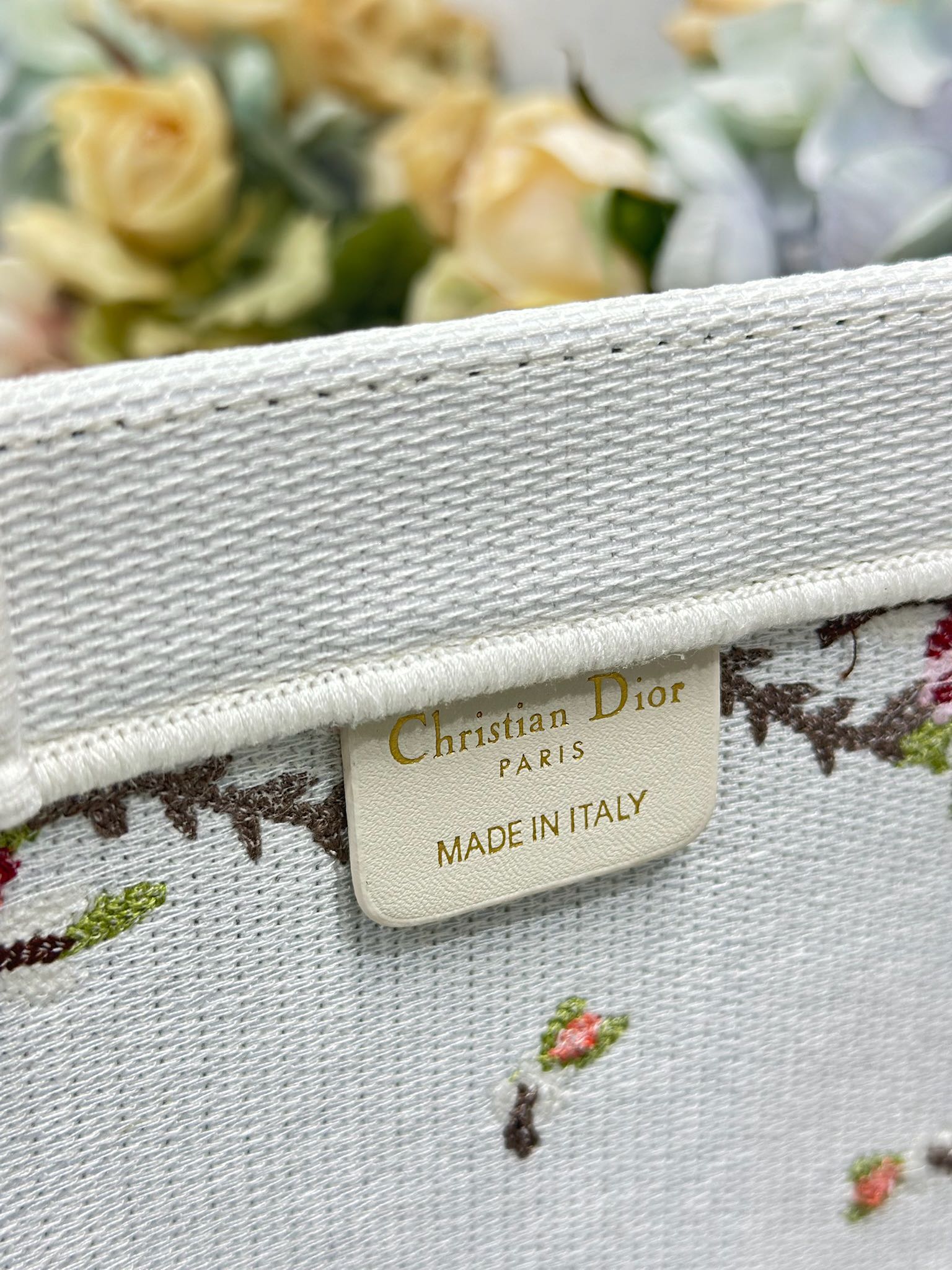 頂級復刻Dior Book Tote 酒椰草托特包 白咖啡 細節圖