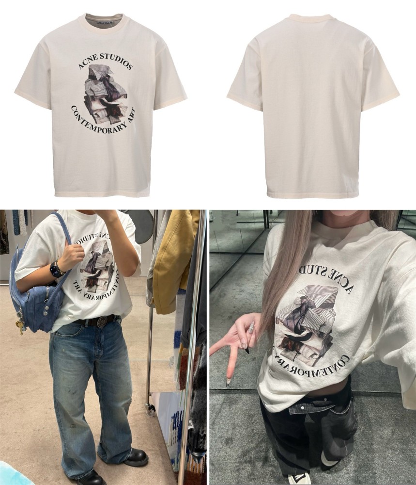 正面全身展示 ACNE STUDIOS ACNE STUDIOS 衣服印花短袖T恤 原版杭州国专34 ACNE STUDIOS復刻版