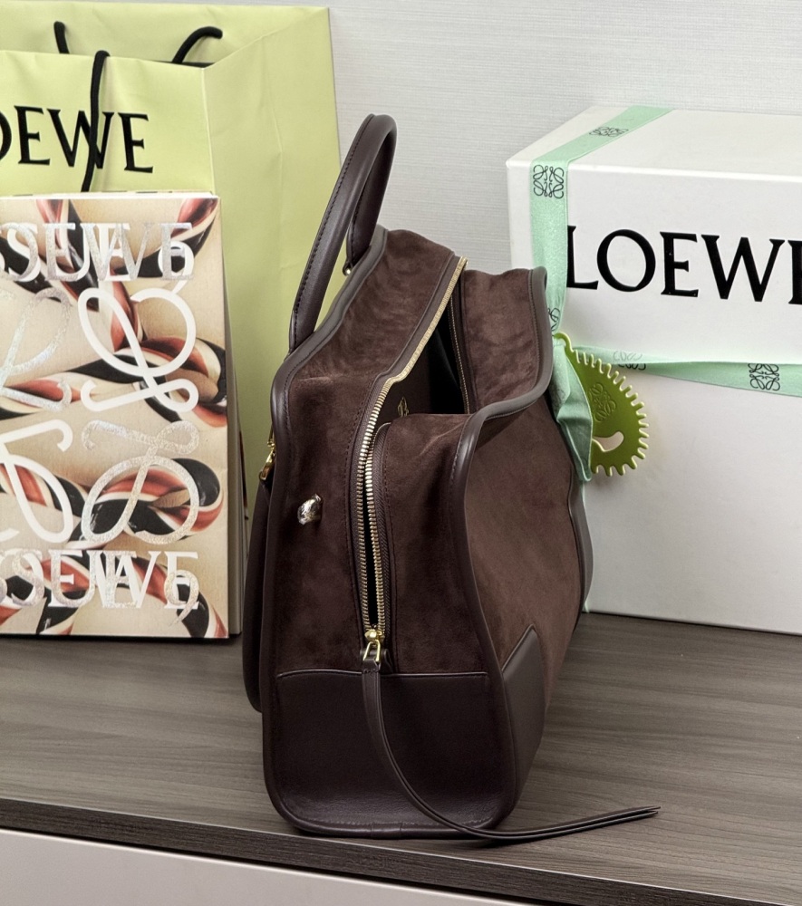 皮革質感特寫 LOEWE大号 Amazona 180 绒面革手袋 頂級復刻