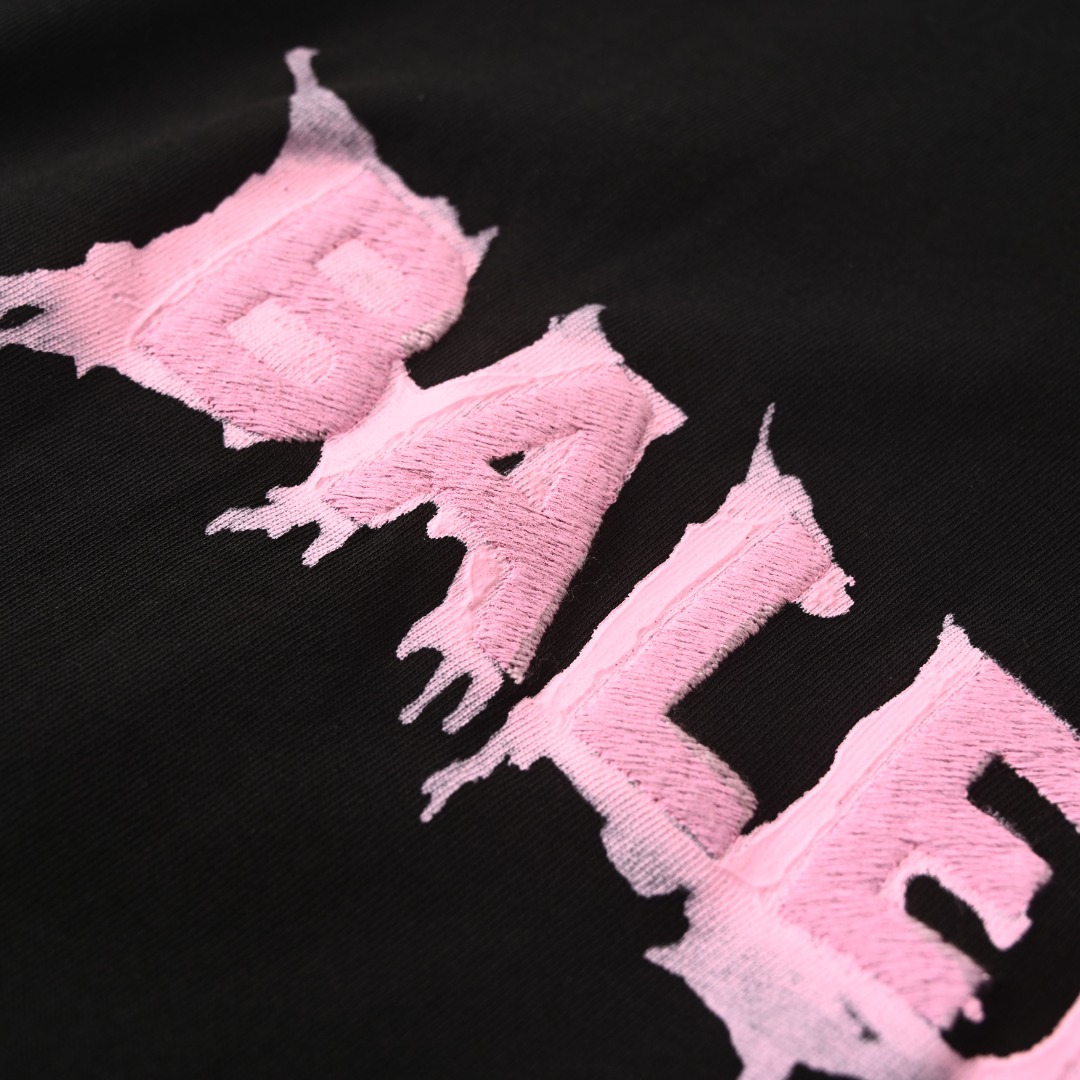 巴黎世家BLCG玫粉字母刺繡短袖 實拍圖20 高街潮牌服飾 海外現貨