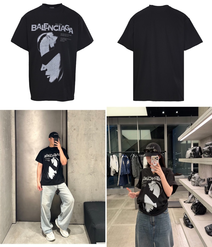 巴黎世家BLCG 人像字母印花 32S精梳純棉短袖T恤 | 高支細紗 絲滑親膚