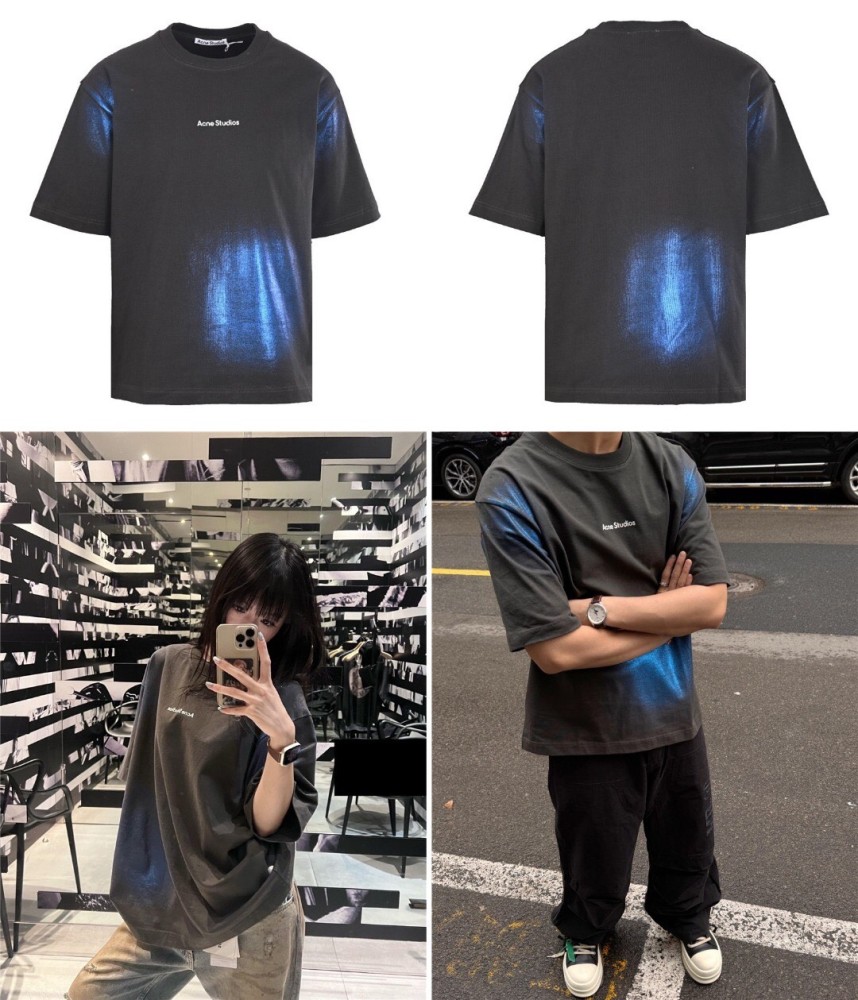 ACNE STUDIOS 漸變燙彩立體浮雕徽標短袖T恤 | 雙紗平紋顆粒肌理 男女同款