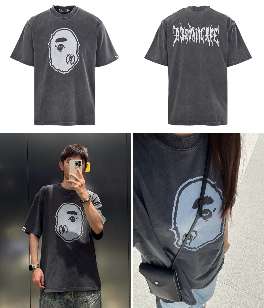 BAPE 刀割猿人頭重工洗水短袖T恤（第二配色）| 260g重磅棉 印花做舊工藝