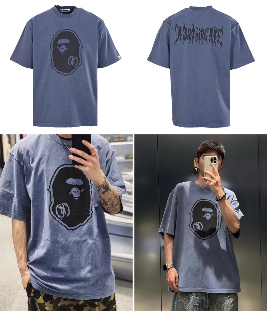 BAPE 刀割猿人頭重工洗水短袖T恤 | 260g重磅棉 印花做舊工藝 男女同款