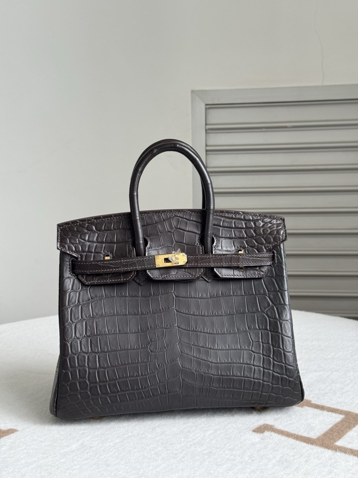 愛馬仕 Birkin 25 鉑金包 水染尼羅鱷肚皮 烏木色 金扣 手工版 1:1 頂級復刻