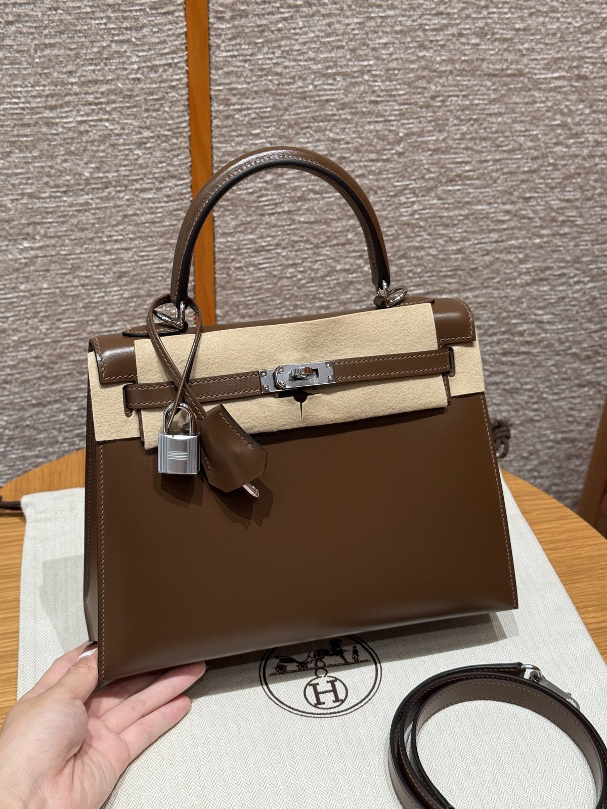 愛馬仕 Kelly 25 凱莉包 Sellier 外縫 栗子色 銀扣 手工版 1:1 頂級復刻