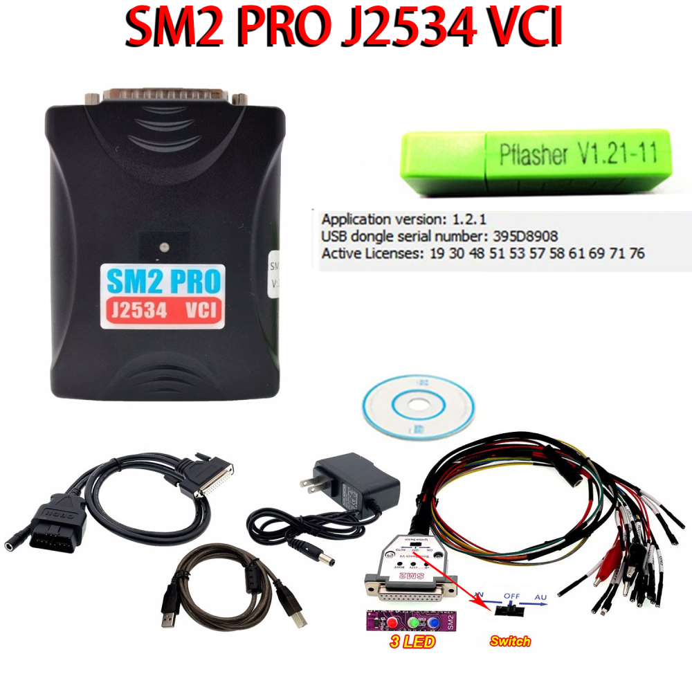 V2.21.22 SM2 Pro J2534 VCI ECU Programmer Read Write ECU Tool Support Checksum and Pinout Diagram of Flash Bench OBD