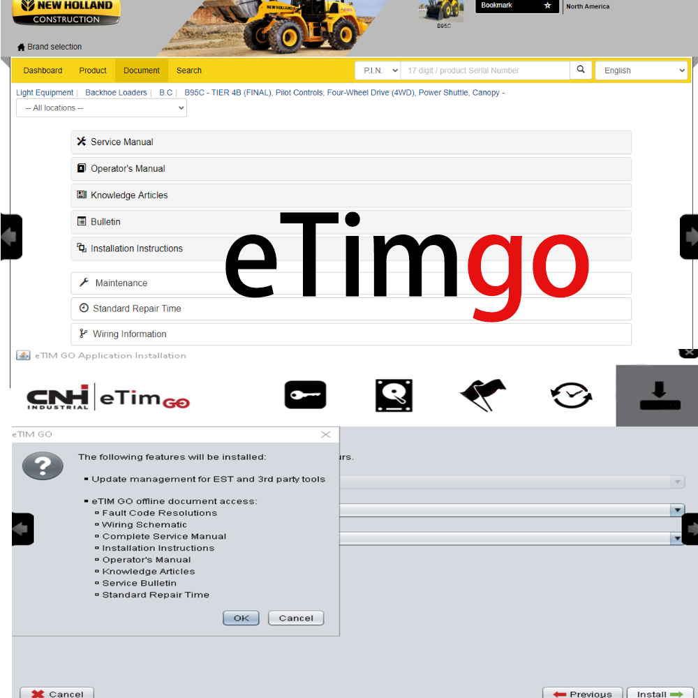 eTimGo AGCE for CNH EST 2023 all brands OFFLINE Repair Manual