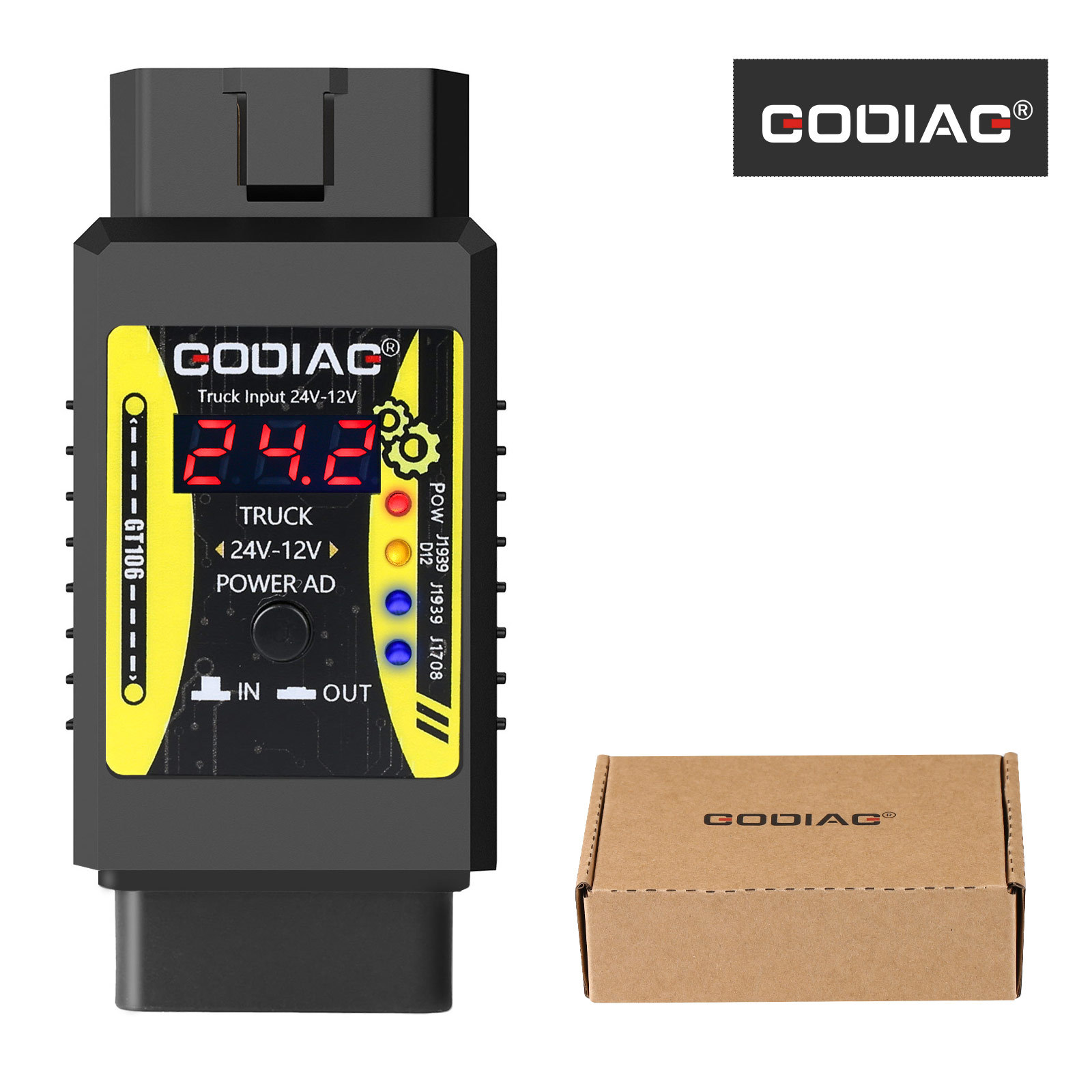 GODIAG GT106 24V to 12V Heavy Duty Truck Adapter for X431 easydiag/ Golo/ / IDIAG/ ThinkCar/ ICarScan/ Diagun/ GOLO/ DBScar II
