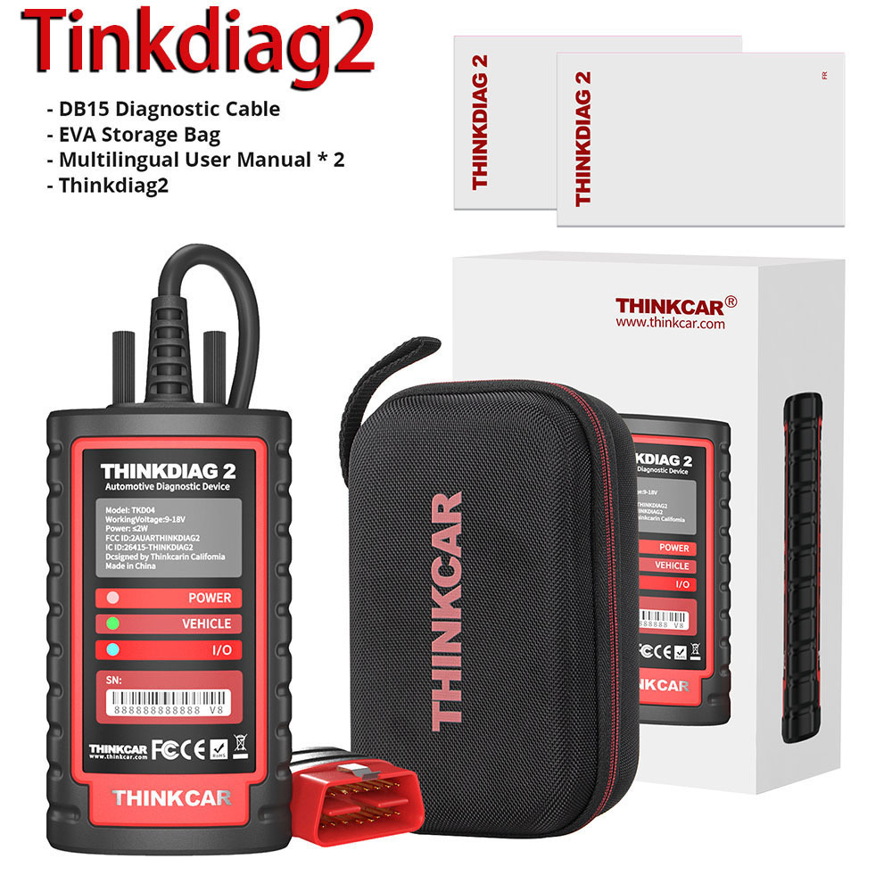 Original THINKCAR Thinkdiag2 OBD2 Scanner Support CAN FD Protocols Free Full Systems 16 Reset Car Diagnostic Tool PK GOLO DBSCAR