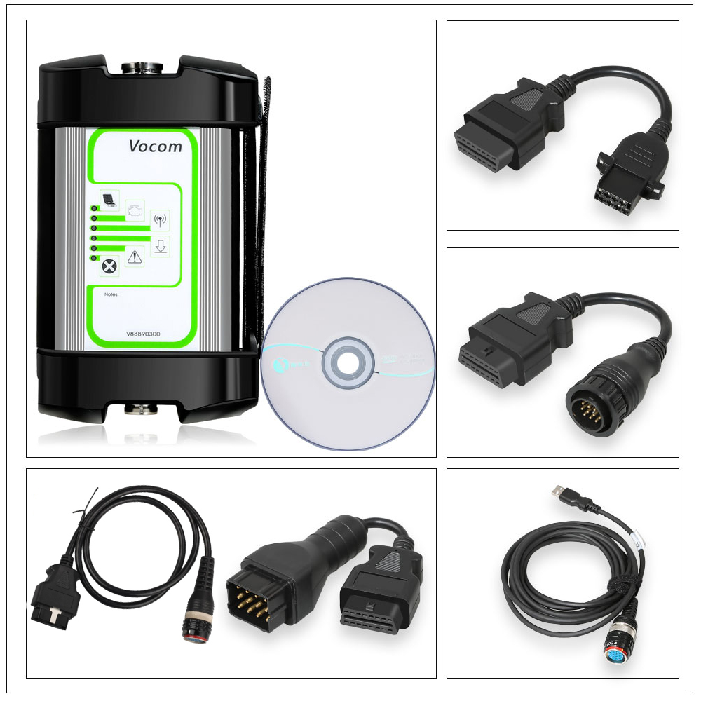 (Round Port ) Volvo 88890300 Vocom Interface PTT 2.8.150 (2022.10) For Volvo/Renault/UD/Mack Truck Diagnose
