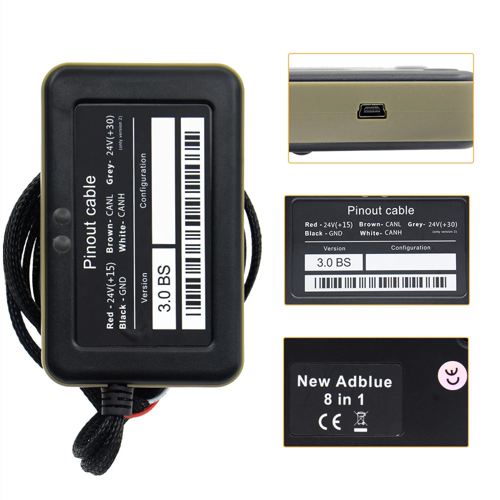 Adblue OBD2 Emulator 8 in 1 Truck Scanner for Mercedes Volvo Renault Iveco MAN Scania DAF and Ford