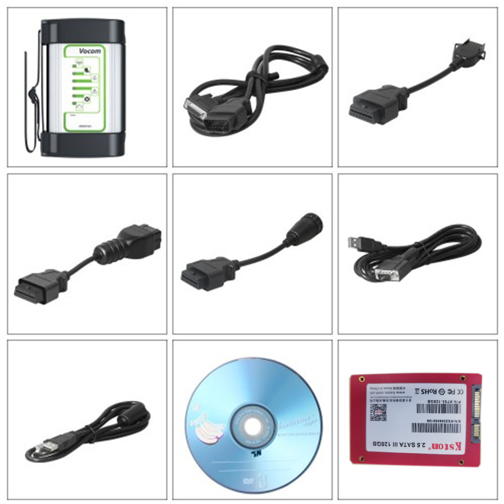 (Square Interface ) Volvo 88890300 Vocom Diagnostic Tool PTT 2.8.150 (2022.10) For Volvo/Renault/UD/Mack Truck Diagnose With SSD