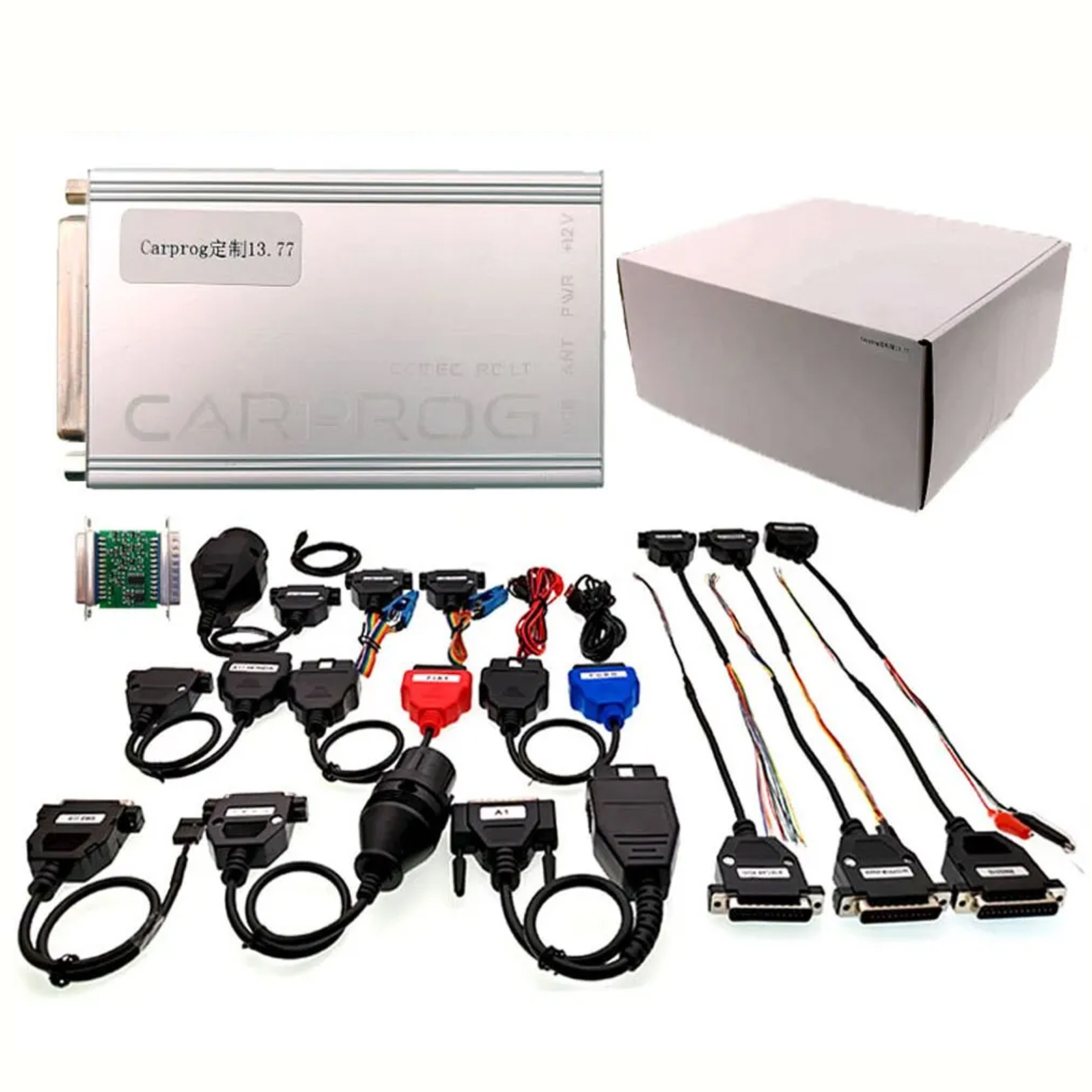 21 Full Adapters Online Carprog V13.77 SERG2000CAR000UA Free Keygen With Box/Bag Reset IMMO Repair Tool For Airbag/Radio/IMMO OBD2 ECU Reset Repair