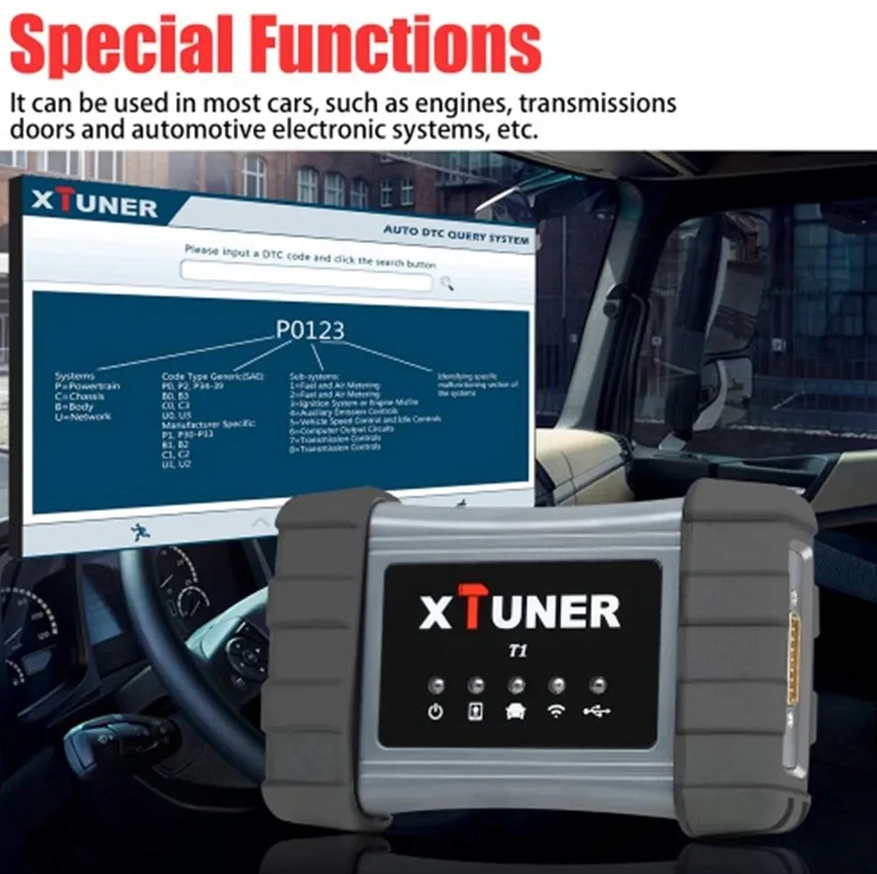 Xtuner T1 HD Heavy Duty Truck Diagnostic Tool Bus Excavator Truck OBD2 Diagnostic ScannerSupport Special Functions