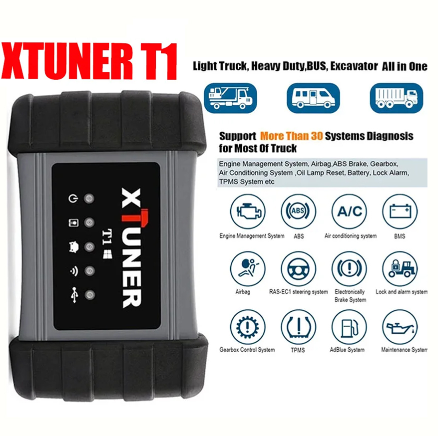 Xtuner T1 HD Heavy Duty Truck Diagnostic Tool Bus Excavator Truck OBD2 Diagnostic ScannerSupport Special Functions