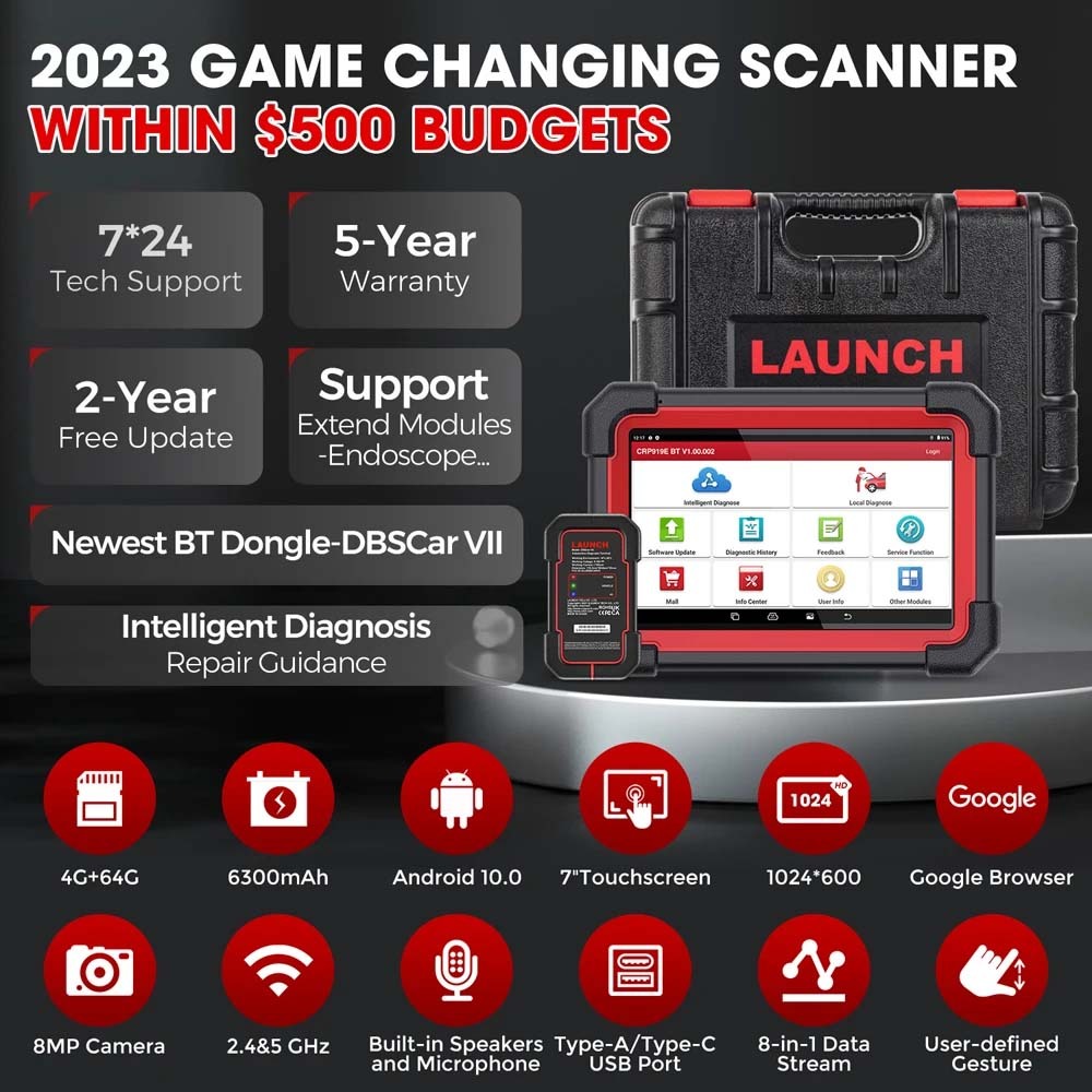 LAUNCH X431 CRP919EBT Elite Bidirectional OBD2 Scan Tool CANFD DOIP AutoAuth Full System Diagnostic Tools