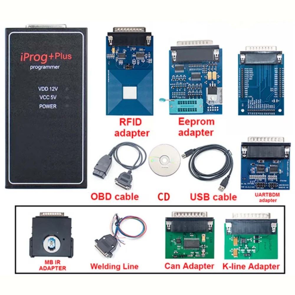 Iprog+Pro Programmer with 7 Adapters, Probes Adapters, RDIF Adapter, PCF79xx SD Card Adapter