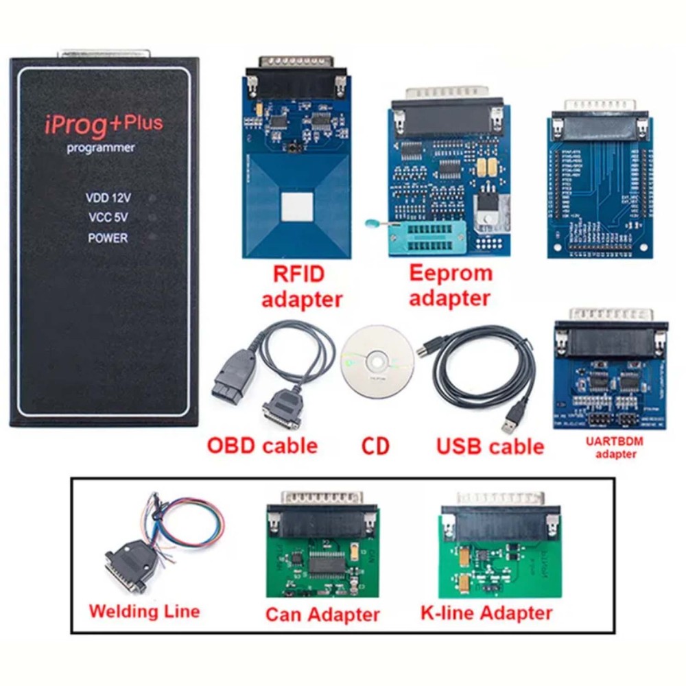 Iprog+Pro Programmer with 7 Adapters, Probes Adapters, RDIF Adapter, PCF79xx SD Card Adapter