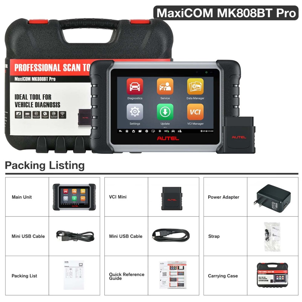 Autel MaxiCOM MK808BT PRO OBD2 Diagnostic Tool Full Bidirectional Controller IMMO Key Scanner Code Reader All System Diagnosis PK MX808S MK808S