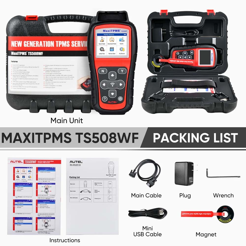 Autel MaxiTPMS TS508WF Car TPMS Diagnostic & Service Tool Activate Relearn All TPMS sensors Program MX-sensors PK TS508 TS501