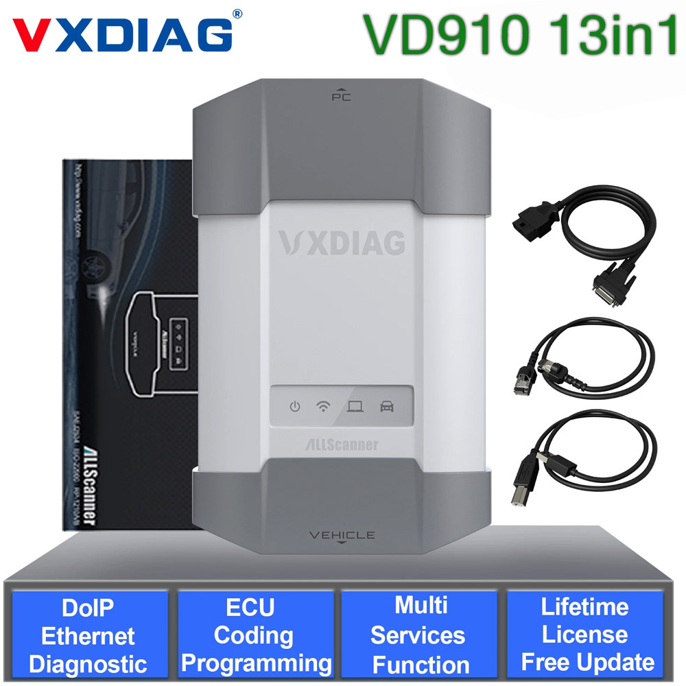 VXDIAG VCX DoIP 13 in 1 VD910 allscanner Car OBD2 Diagnostic Tool OEM All System Diagnosis J2534 ECU Programming Coding