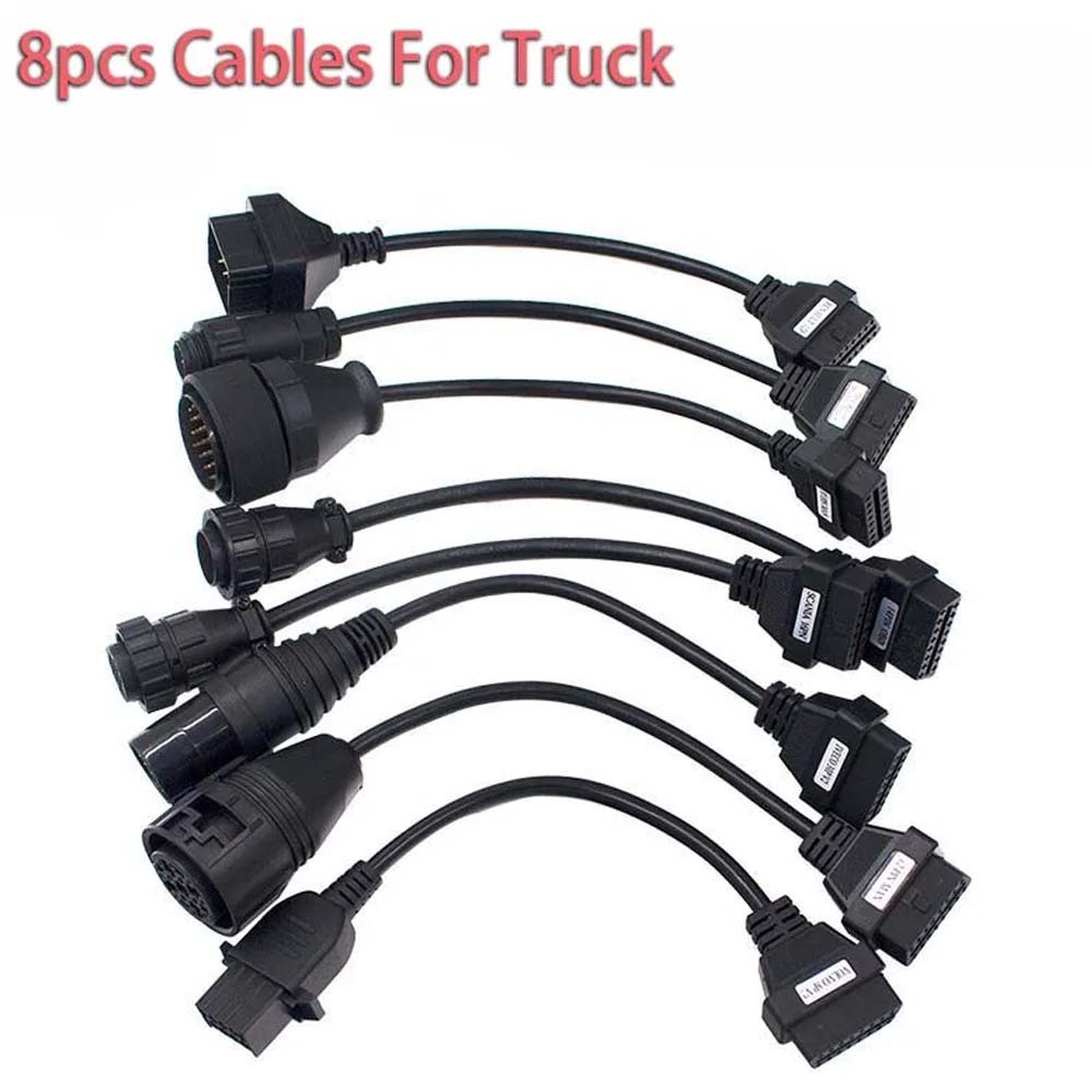 TCS PLUS Pro Car Cable Full Set 8pcs Truck Cable Diagnostic Connector Adapter For Autocom CDP Pro MERCEDES /vOLVO OBD2 Scanner