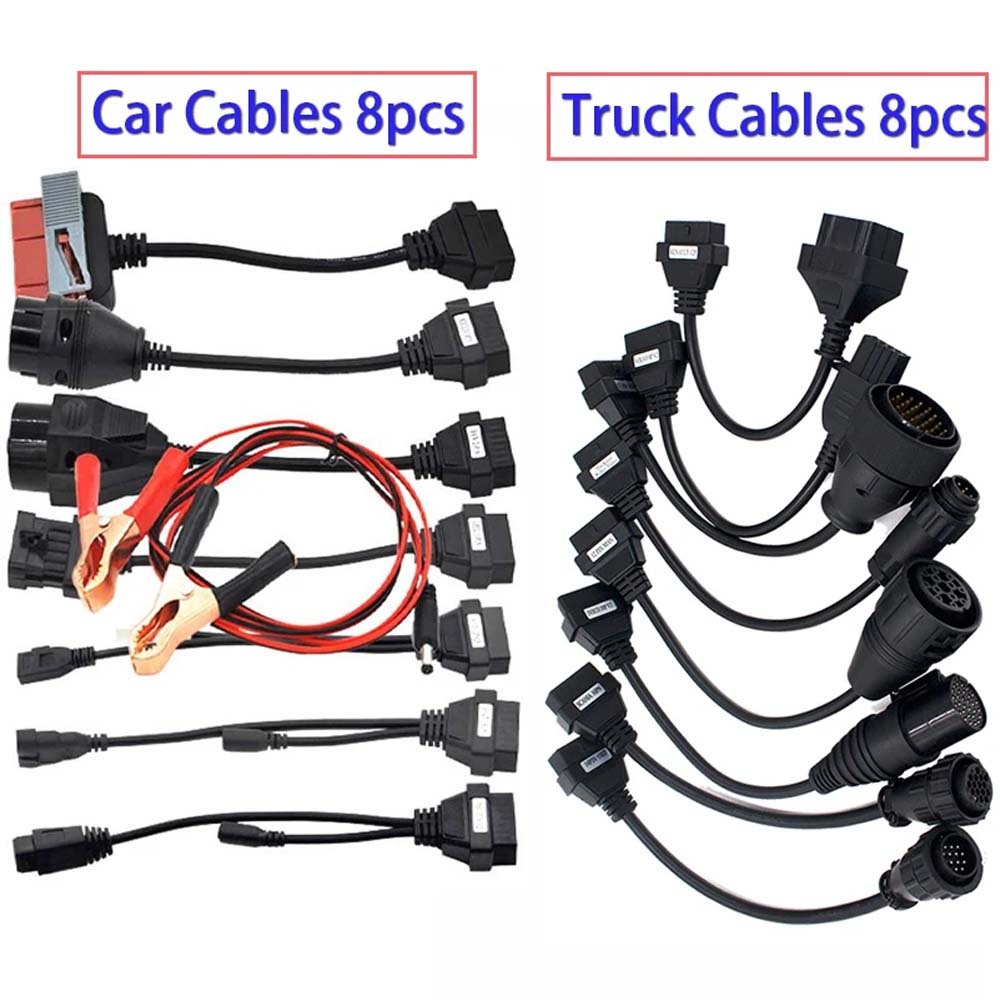 TCS PLUS Pro Car Cable Full Set 8pcs Truck Cable Diagnostic Connector Adapter For Autocom CDP Pro MERCEDES /vOLVO OBD2 Scanner