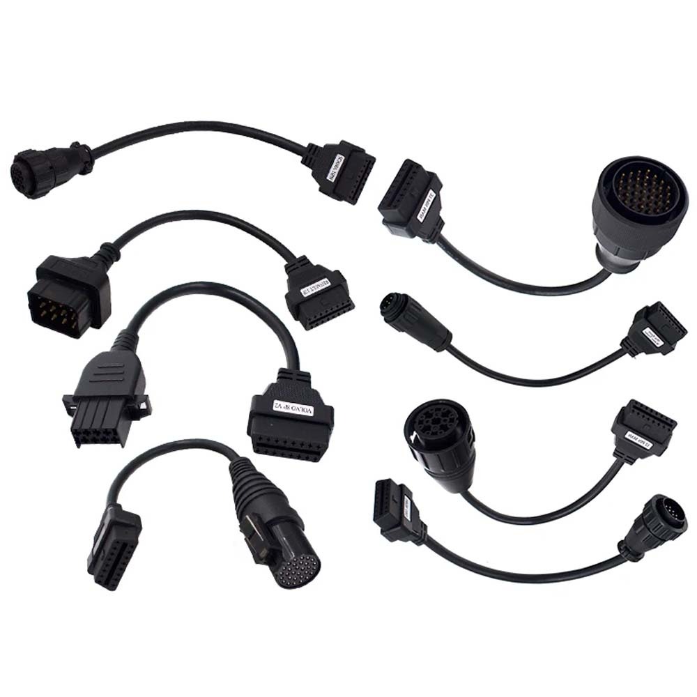 TCS PLUS Pro Car Cable Full Set 8pcs Truck Cable Diagnostic Connector Adapter For Autocom CDP Pro MERCEDES /vOLVO OBD2 Scanner