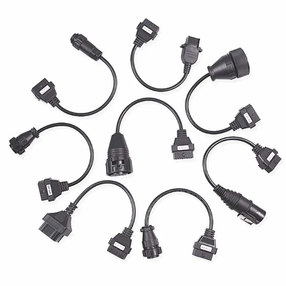 TCS PLUS Pro Car Cable Full Set 8pcs Truck Cable Diagnostic Connector Adapter For Autocom CDP Pro MERCEDES /vOLVO OBD2 Scanner