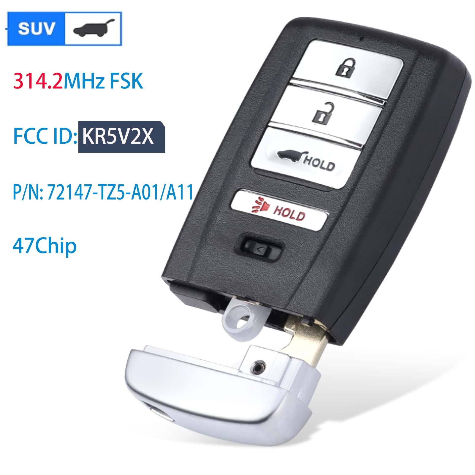(314.2Mhz) KR5V1X Smart Key For Acura MDX RDX Remote Control Key