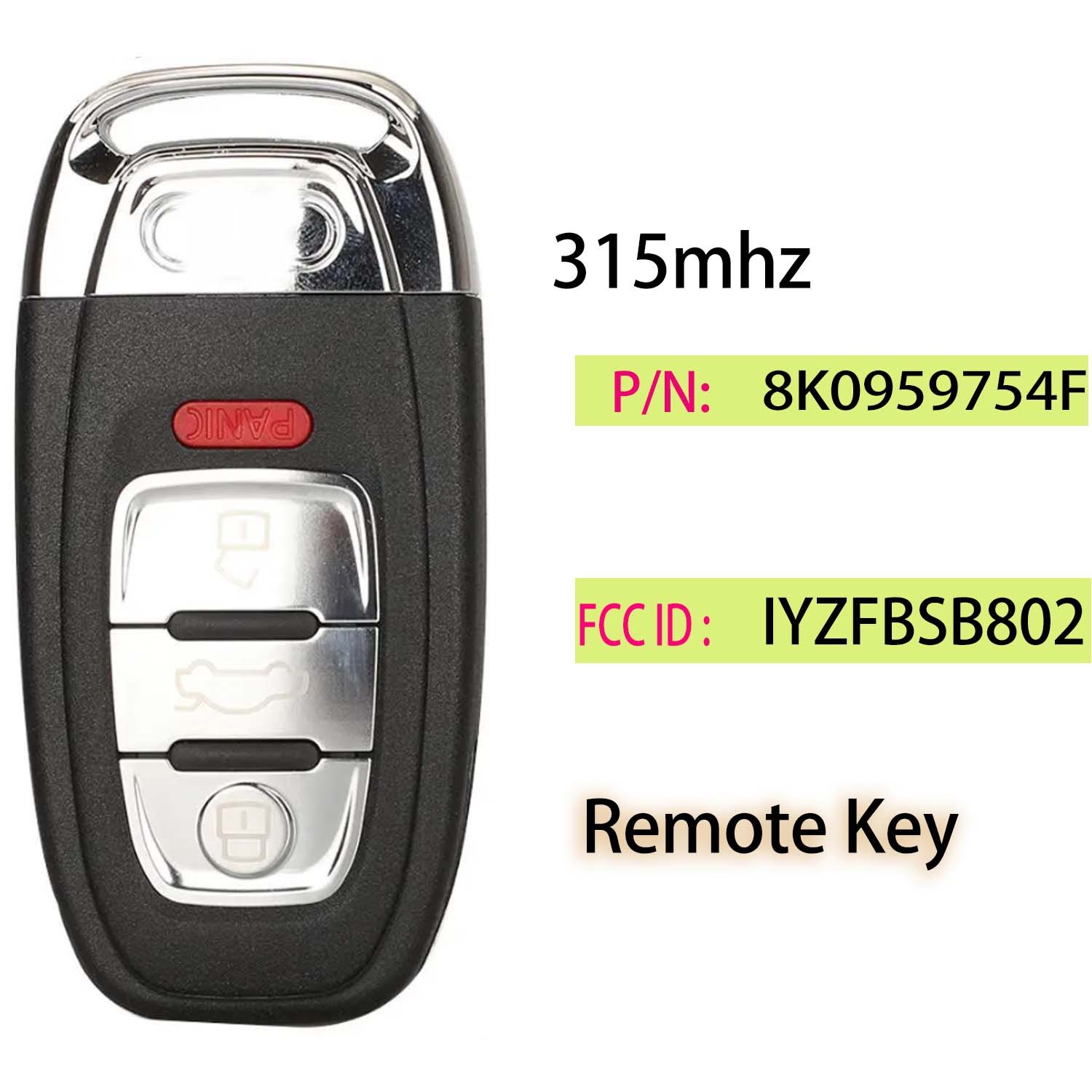 (315MHz) IYZFBSB802 Remote Key 8K0959754F For Audi A4 A5 Q5