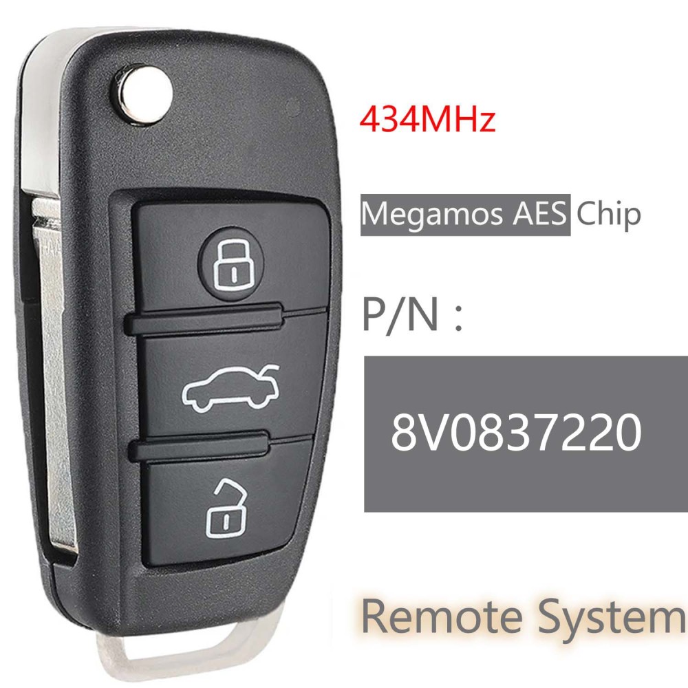 (433Mhz) 8V0837220 Flip Remote Key For Audi A3 S3