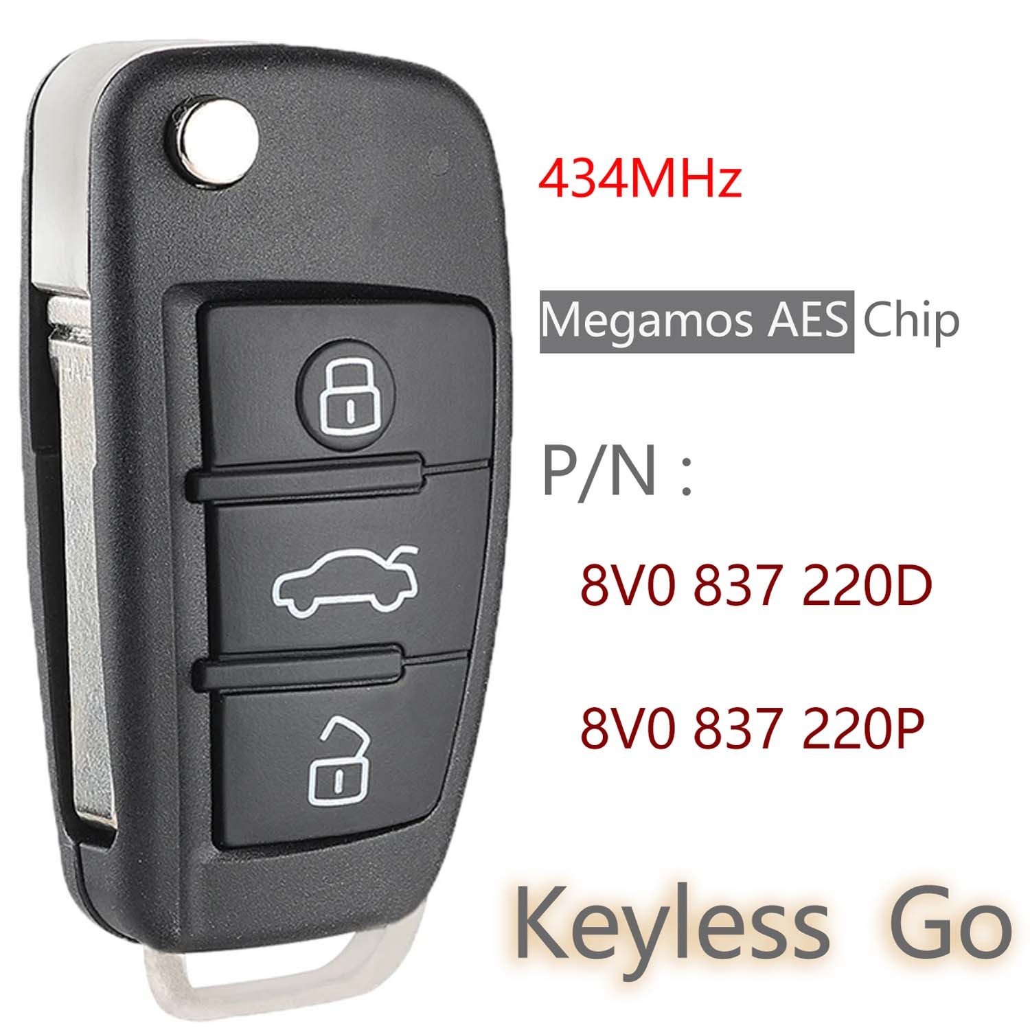 (433Mhz) 8V0 837 220D/220P Keyless Smart Key For Audi A3/S3