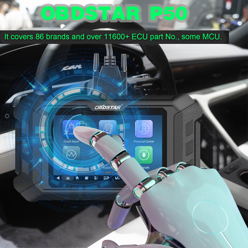 2024 OBDSTAR P50 Airbag Reset Tool Covers 86 Brands and 11600+ ECU Part No. by OBD/Bench Support Battery Reset/ SAS Reset