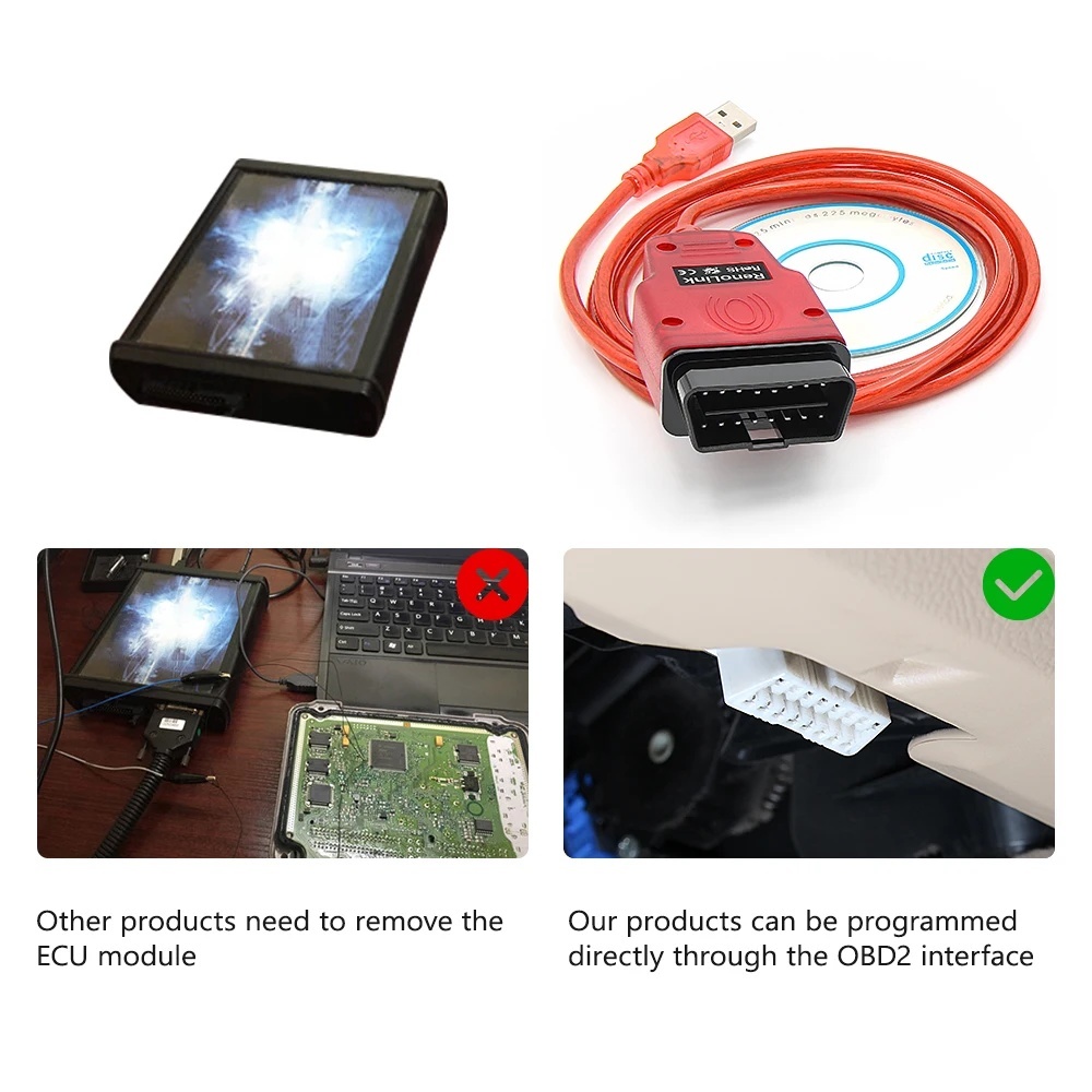 Renolink V2.10 / V2.11 OBD2 Interface for Renault ECU Programmer Tool/Airbag Reset/Key Coding Cable