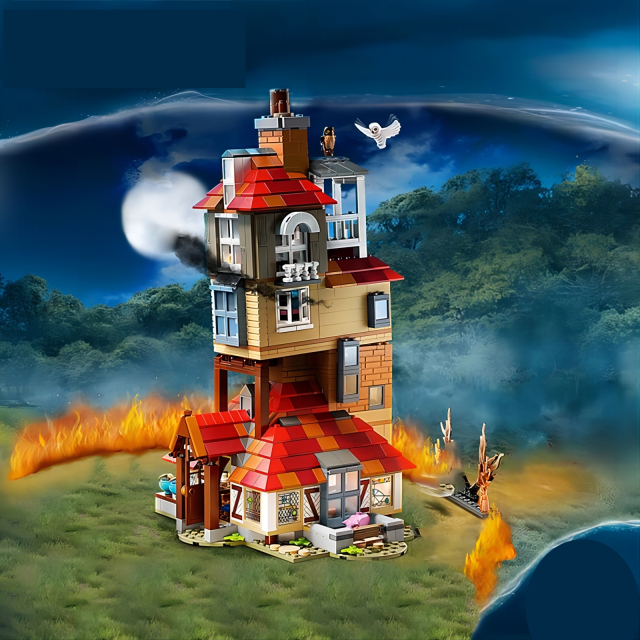 Attack on the Burrow Hogwarts Harry Potter Movie compatible 75980