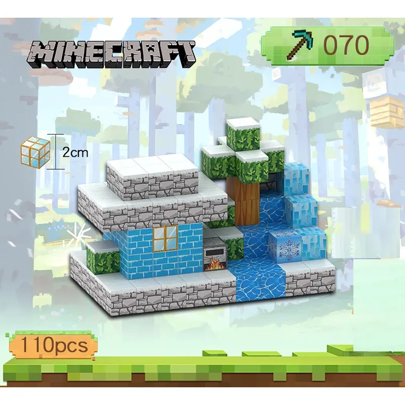 Magnetic block Minecraft Movie Ice brick wall 110PCS block toys 070