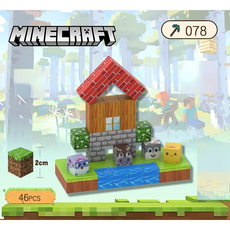 Magnetic block Minecraft Movie Menagerie 46PCS block toys 078